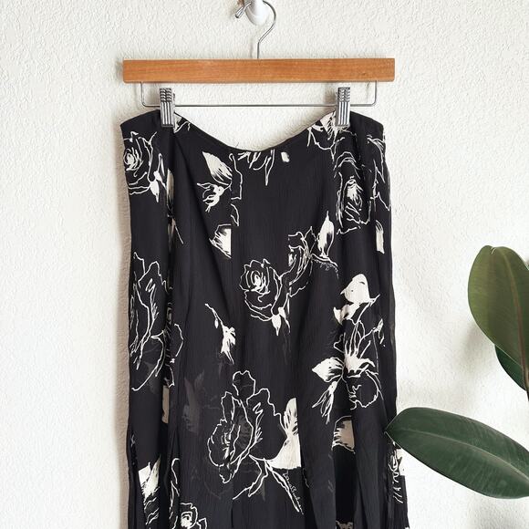 VTG Dana Buchman Maxi 100% Silk Skirt 14 Floral Fringe Whimsygoth Fairy Grunge - Picture 2 of 6